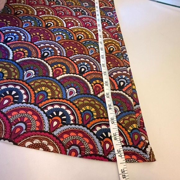 MSK Retro Boho Scallop Print Long Sleeve Dress w.Gold Ring Detail – Size Large - Picture 4 of 8